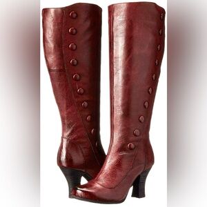 Miz Mooz Tall Maroon Heeled Boots Size 9.5